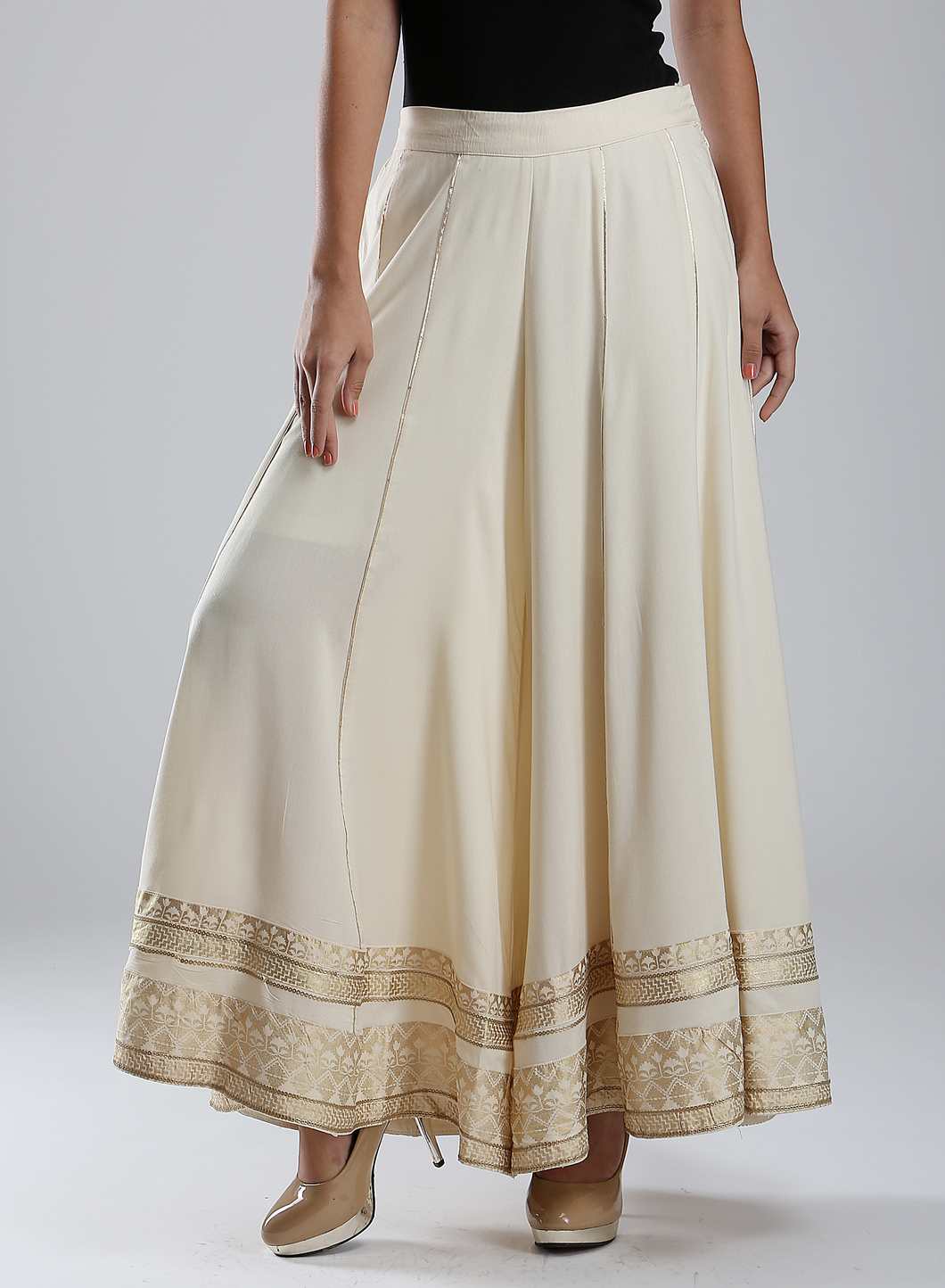 Cream Culottes With Golden Border