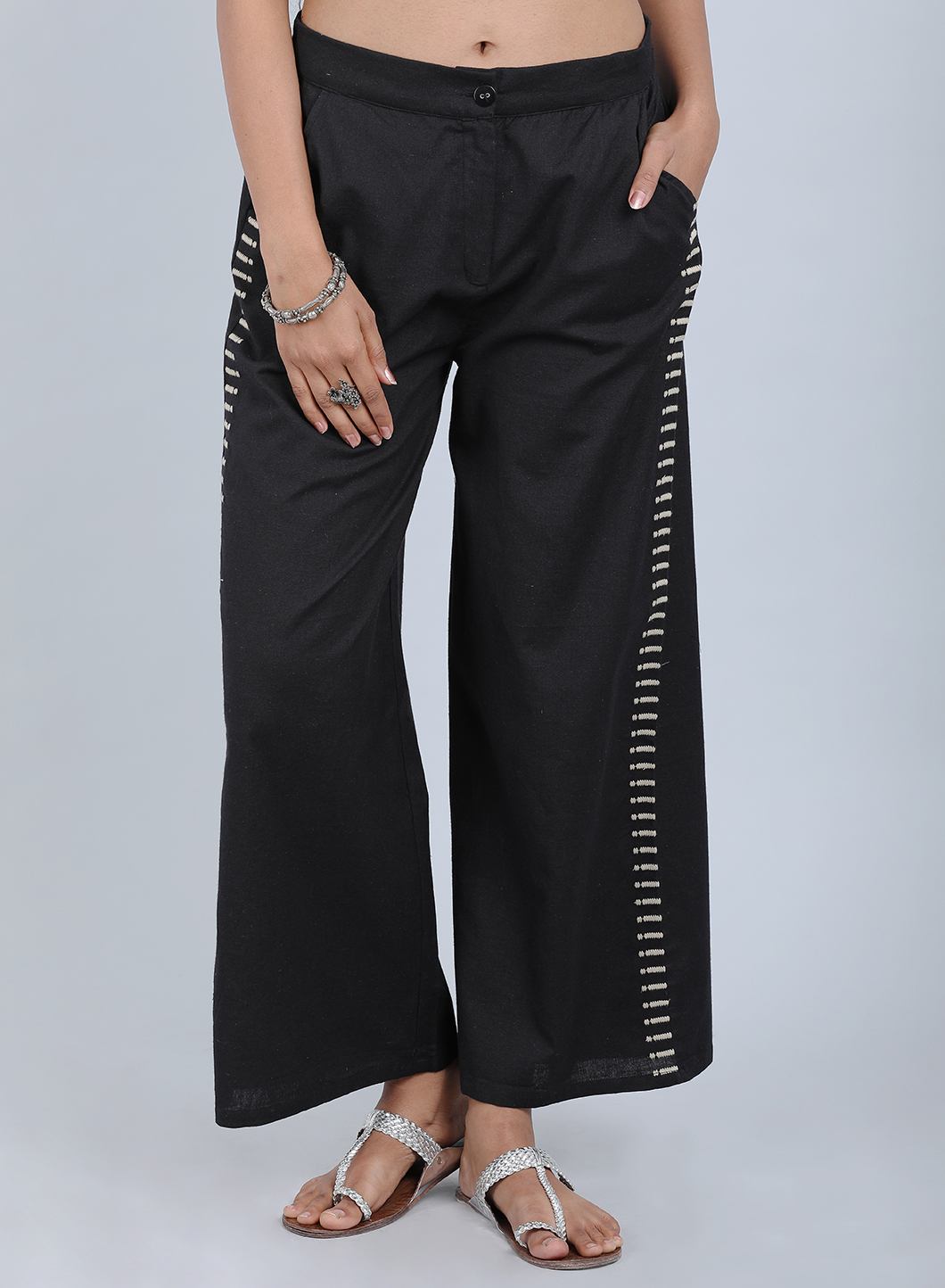 Black Solid Trousers