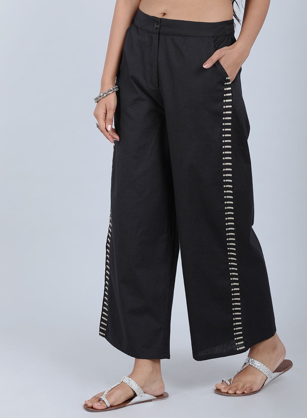 Black Solid Trousers