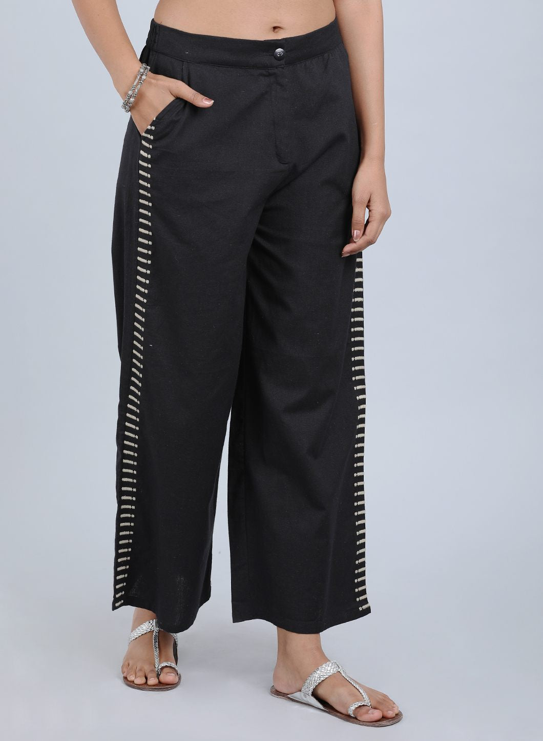 Black Solid Trousers