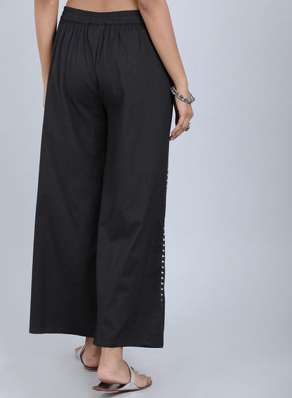 Black Solid Trousers