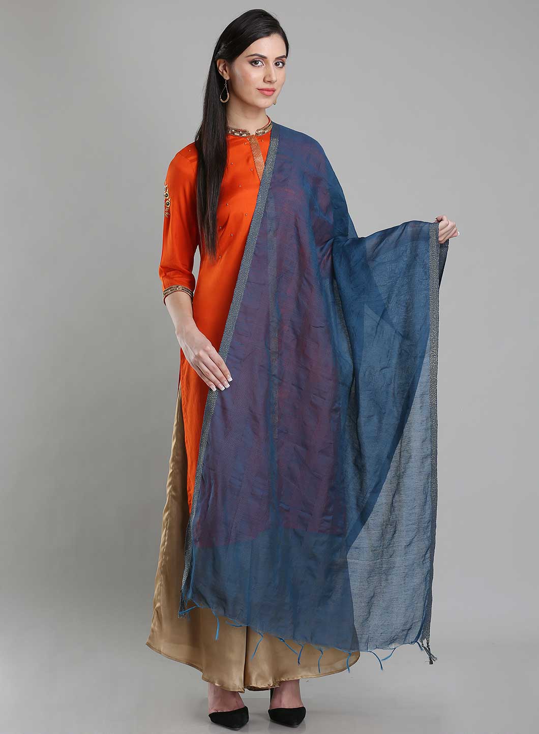 Blue Solid Dupatta