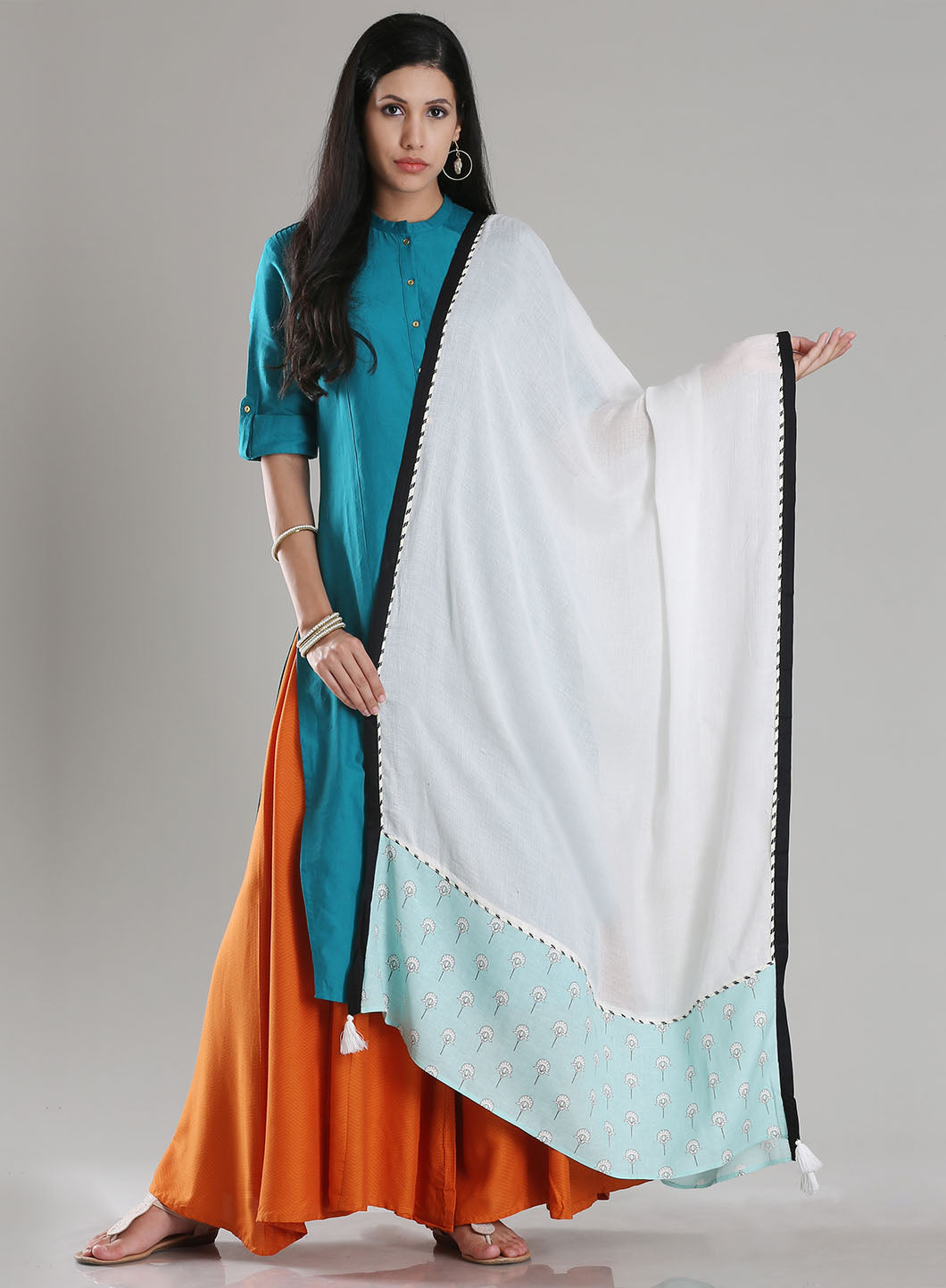 White Printed Dupatta