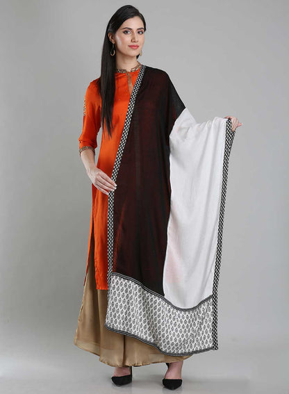 Black &amp; White Printed Dupatta