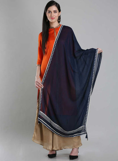 Blue Dupatta With Tassels