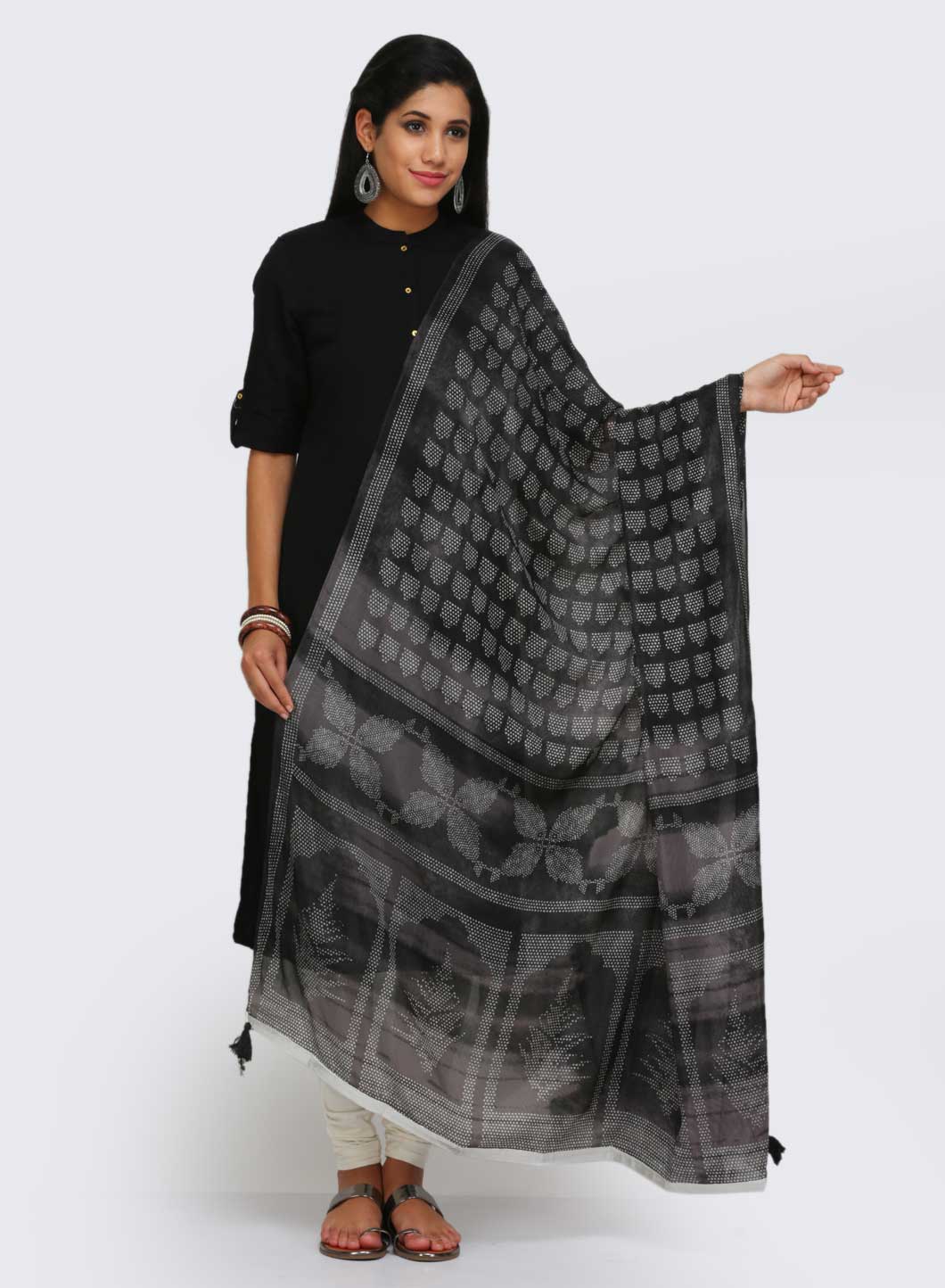 Black Printed Dupatta