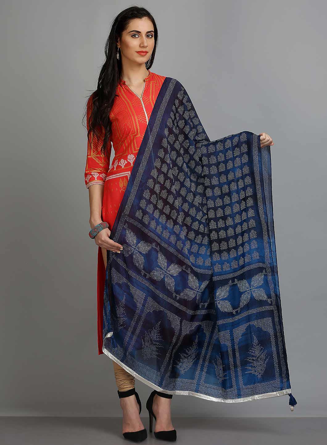 Blue Printed Dupatta