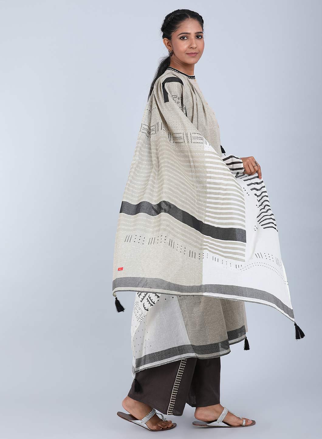 Ecru Printed Dupatta