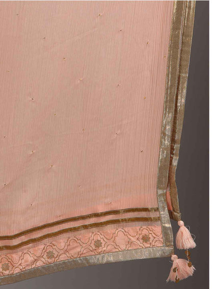 Peach Solid Dupatta