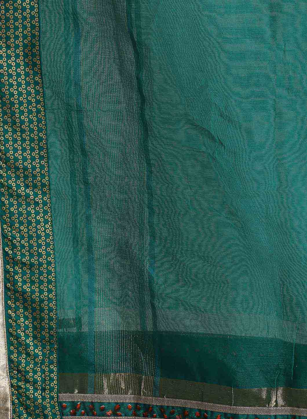 Green Dupatta With Golden Border