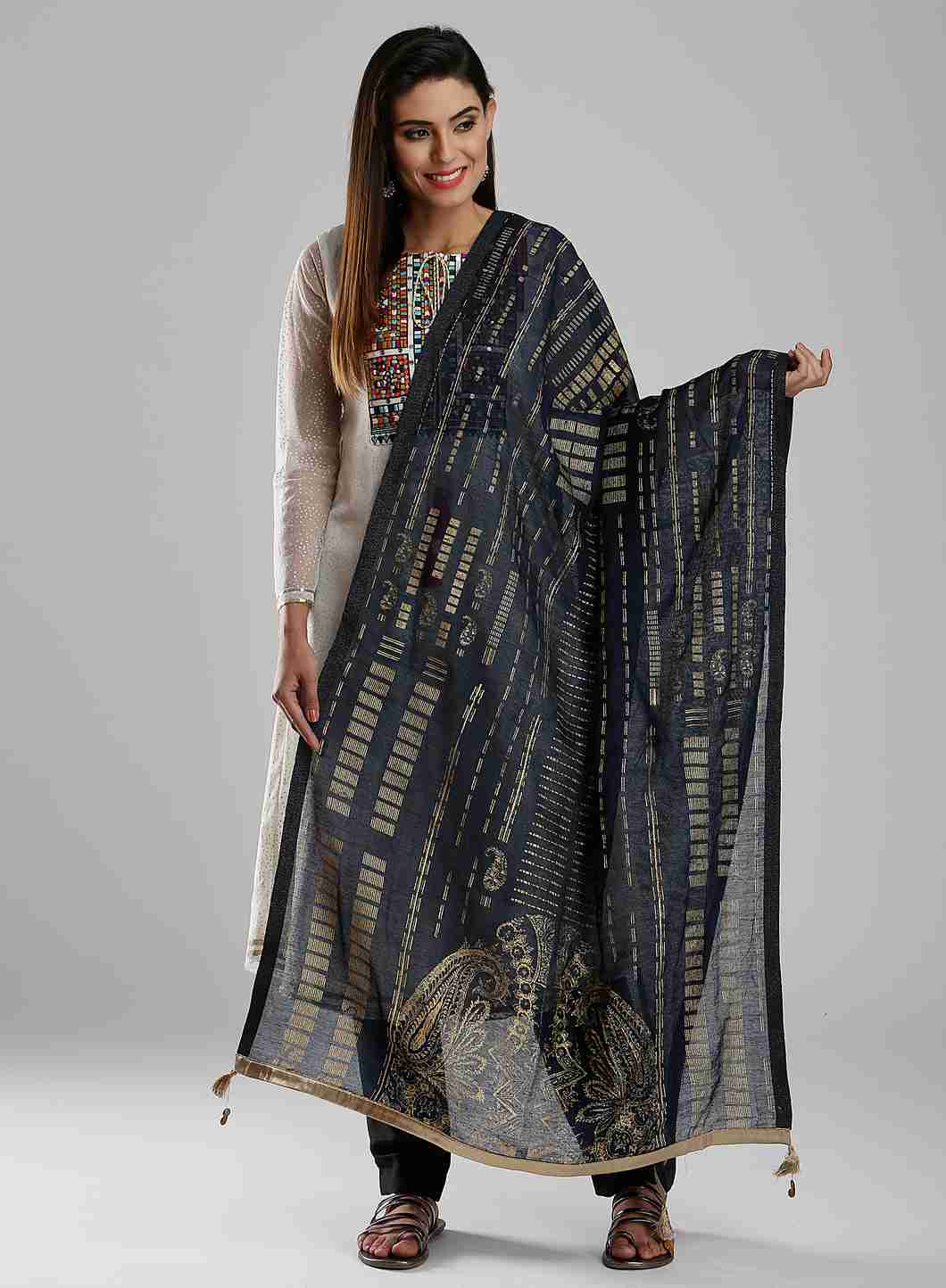 Blue Printed Dupatta