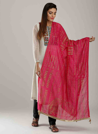 Pink Printed Dupatta