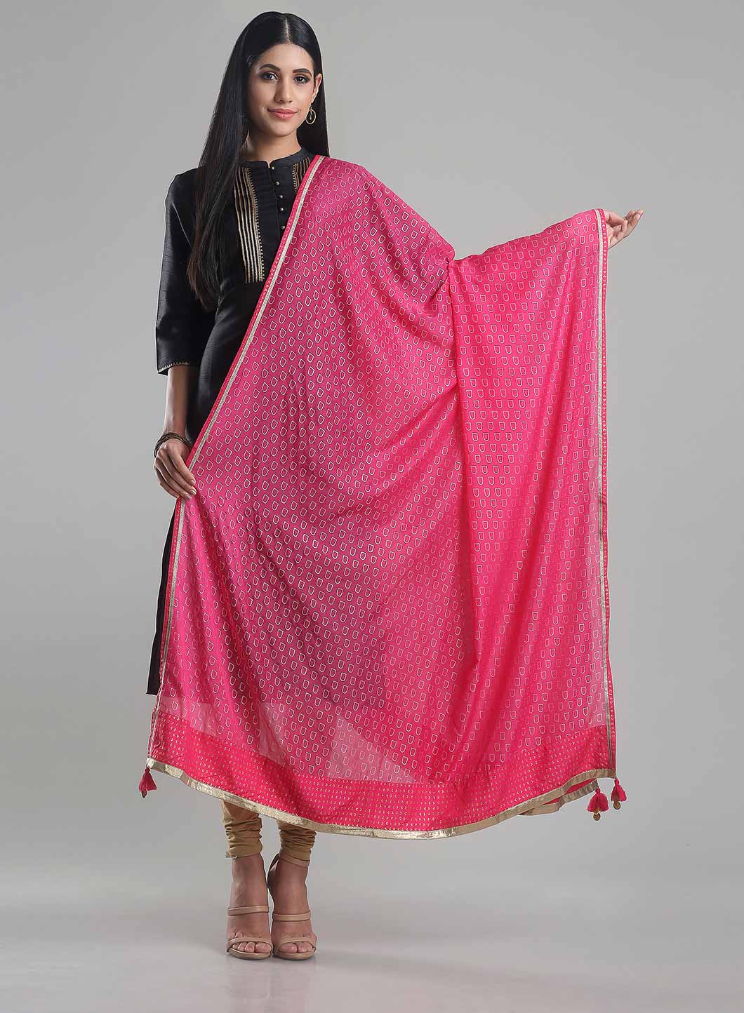 Pink Printed Dupatta