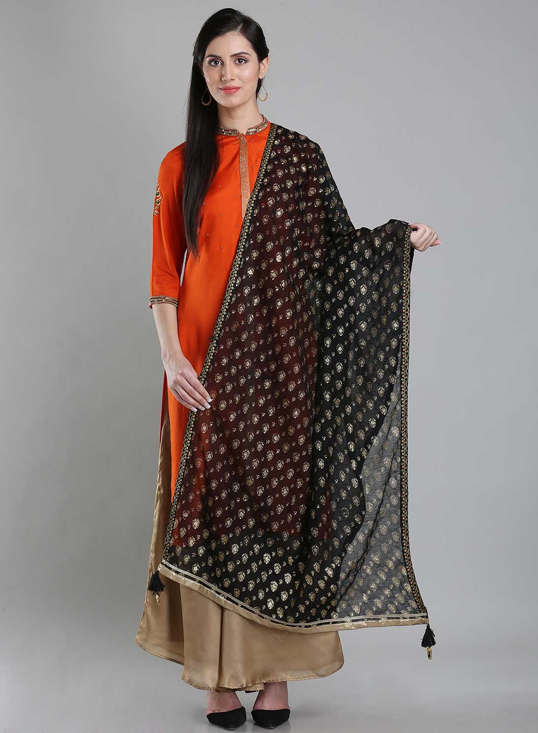 Black Printed Dupatta