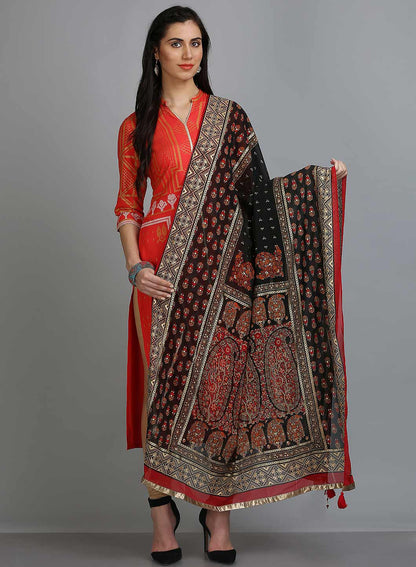 Black Printed Dupatta