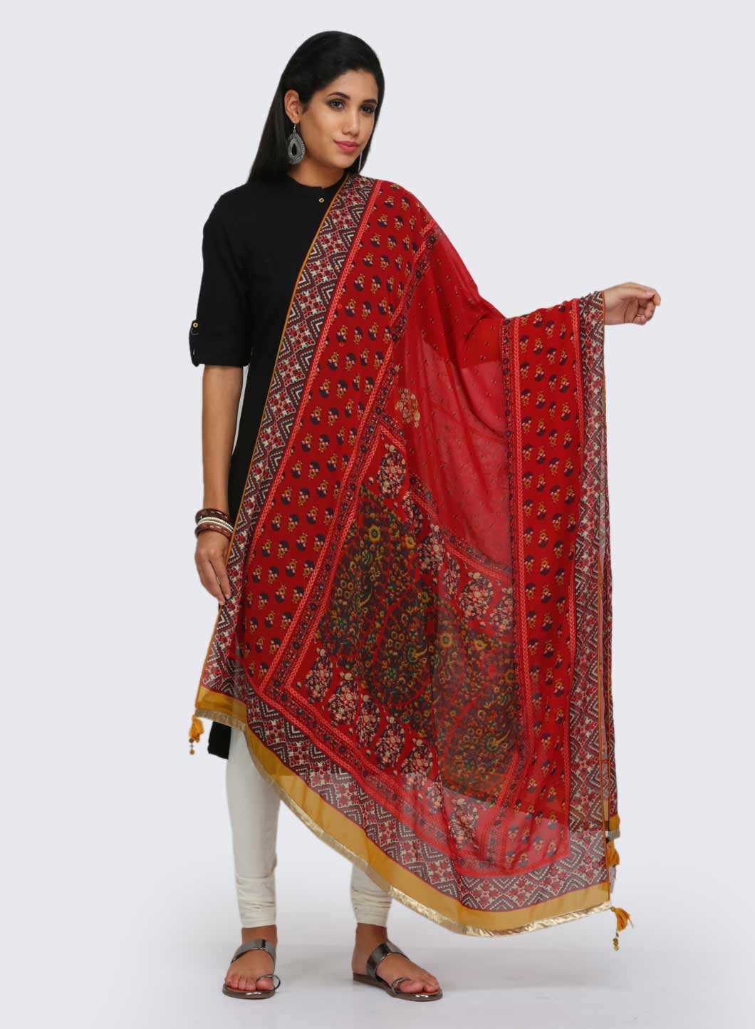 Red Printed Dupatta