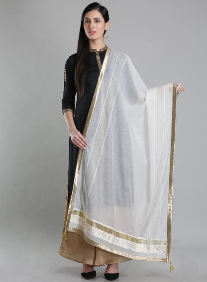 White &amp; Golden Dupatta