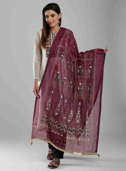 Purple Printed Dupatta