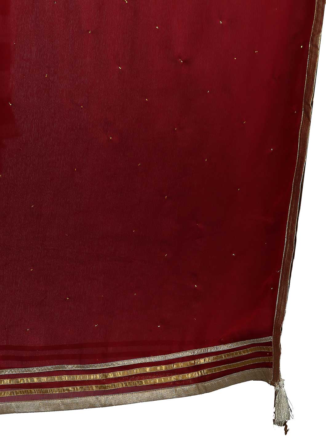 Maroon Dupatta With Golden Border