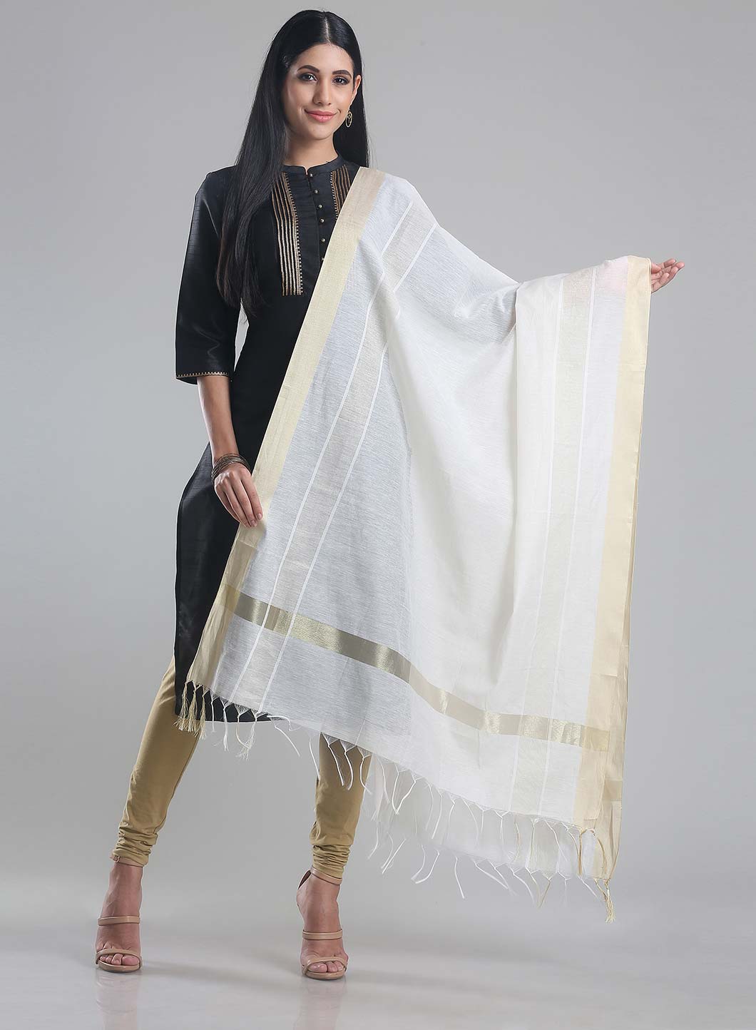 White Printed Dupatta