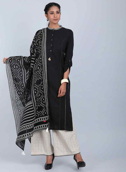 Black Printed Dupatta