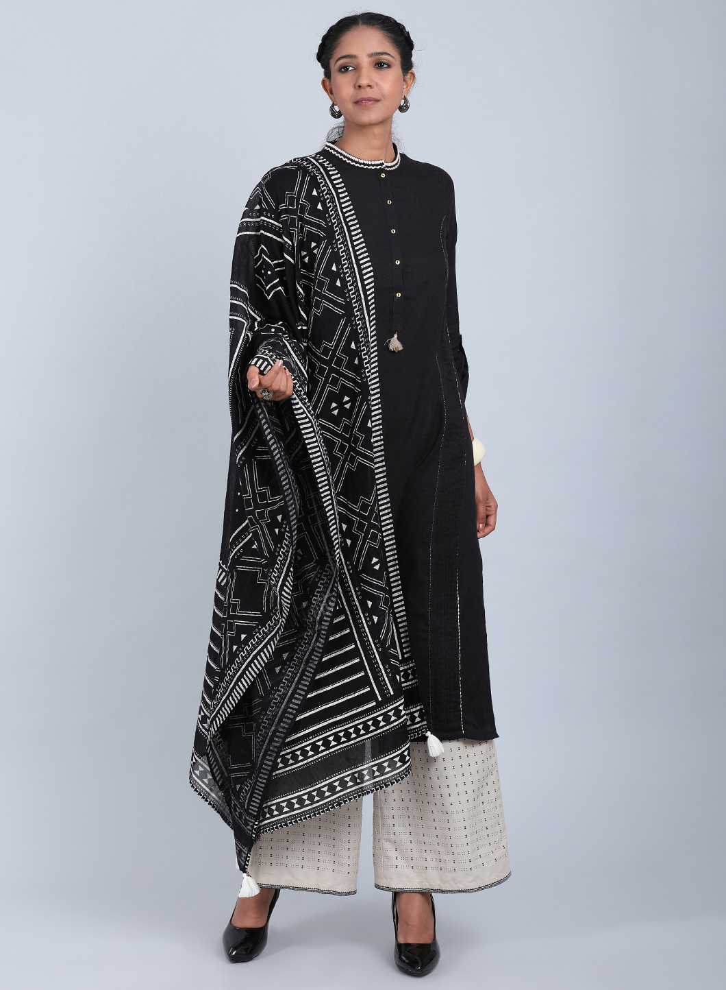 Black Printed Dupatta