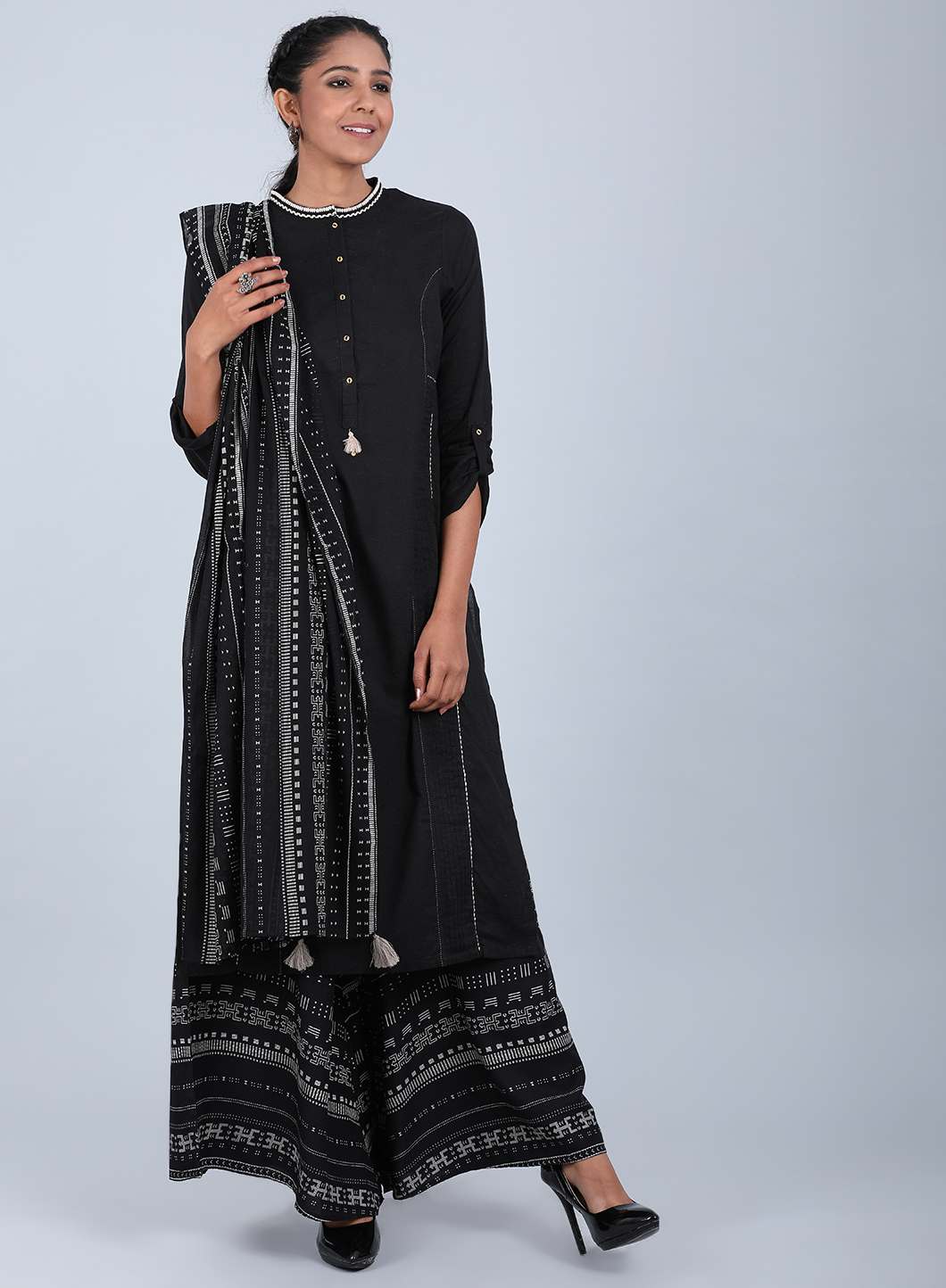 Black Printed Dupatta