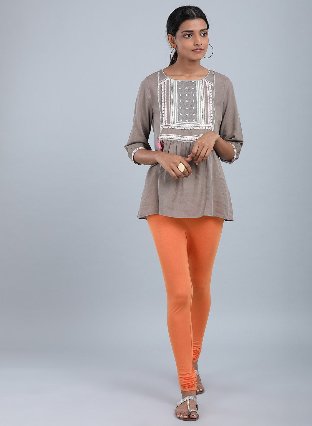 Orange Knitted Churidar