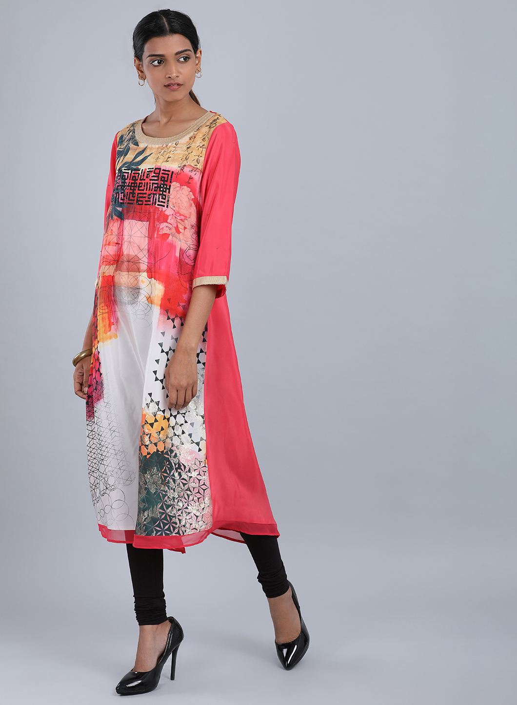 Coral Round Neck Printed kurta