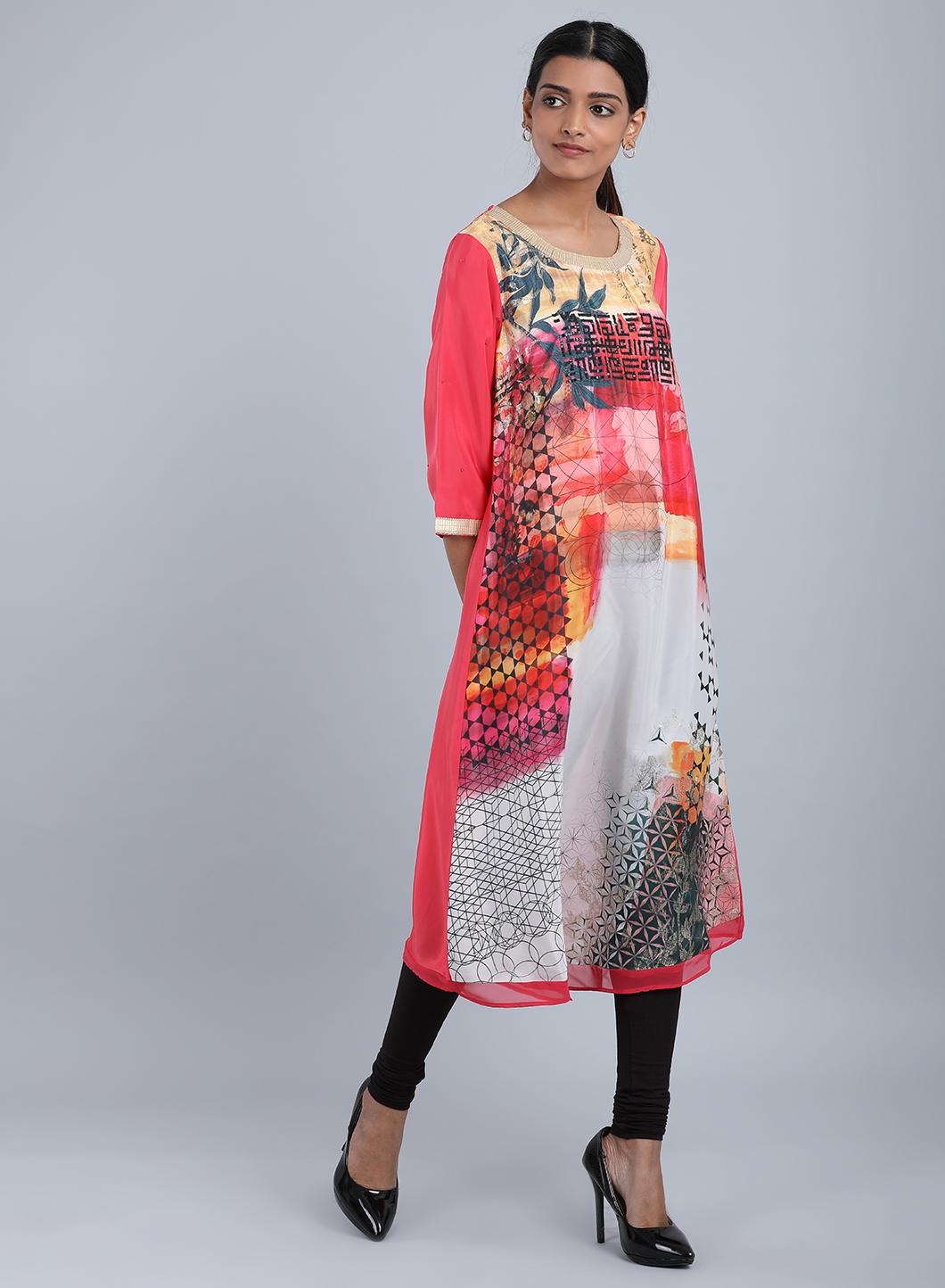 Coral Round Neck Printed kurta