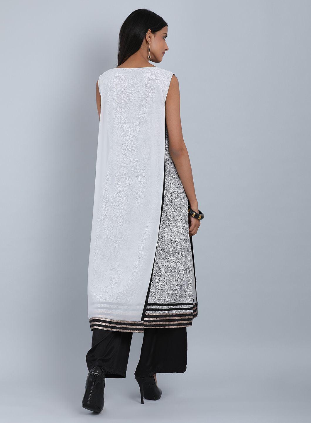 Ecru Round Neck Sleeveless kurta - wforwoman