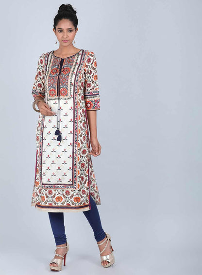 Multicoloured Floral Tie-Up kurta - wforwoman