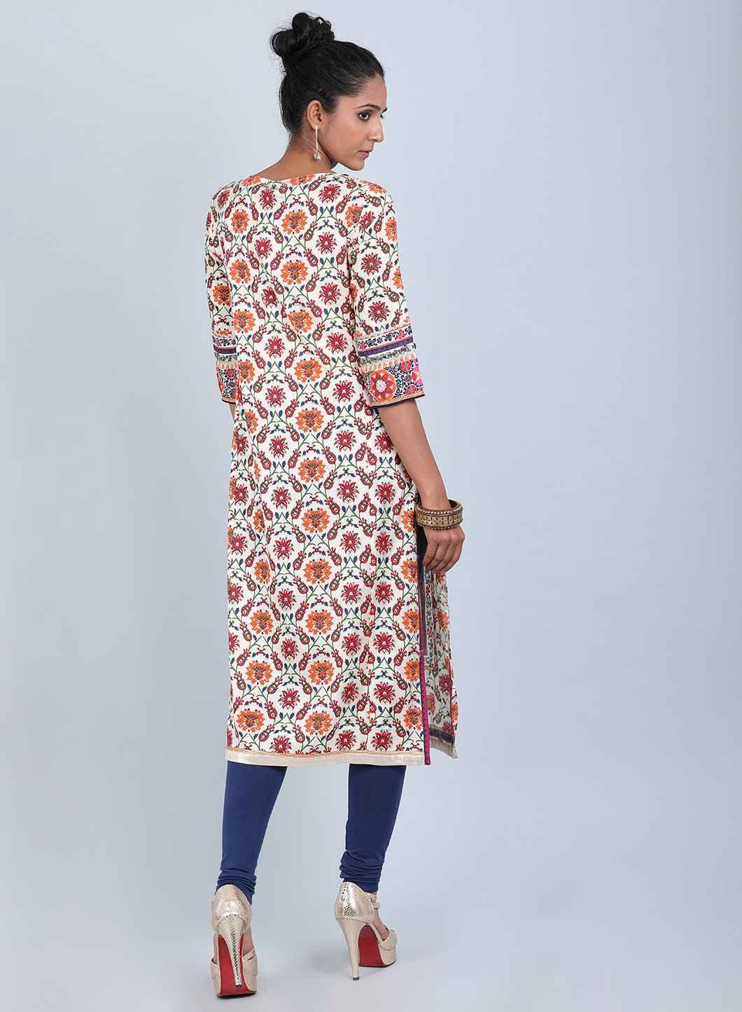 Multicoloured Floral Tie-Up kurta - wforwoman