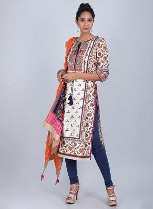 Multicoloured Floral Tie-Up kurta - wforwoman