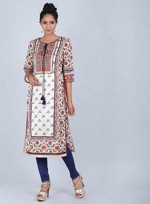 Multicoloured Floral Tie-Up kurta - wforwoman