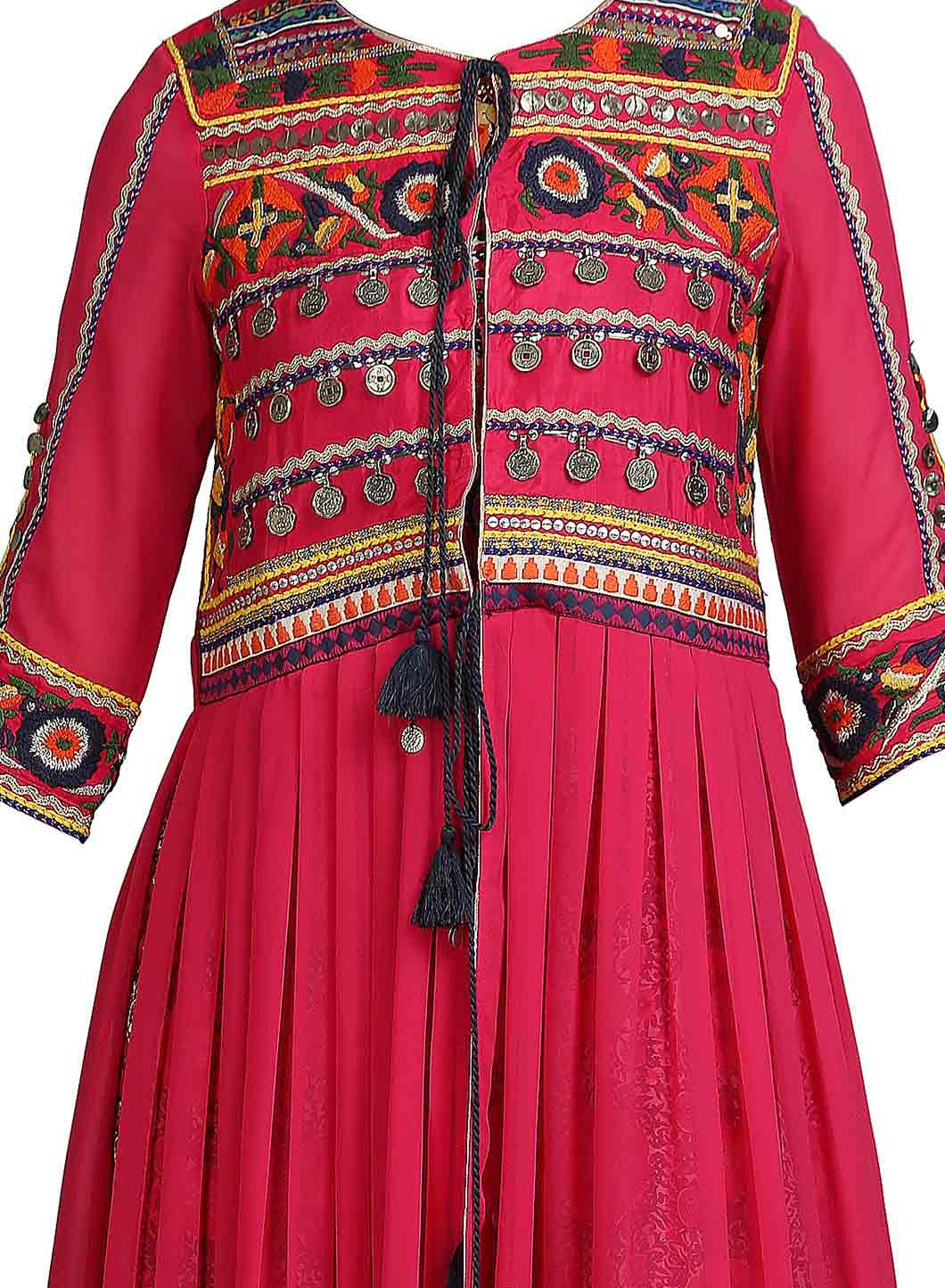 Pink Printed Round Neck kurta - wforwoman