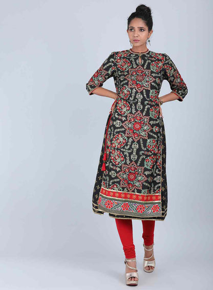 Multicoloured Mandarin Neck Printed kurta