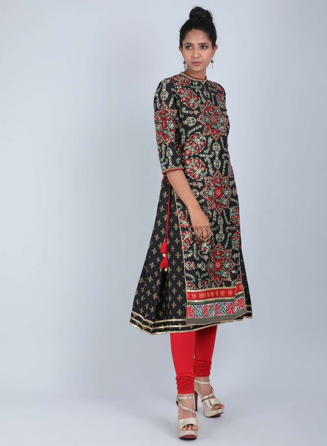 Multicoloured Mandarin Neck Printed kurta