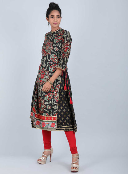 Multicoloured Mandarin Neck Printed kurta