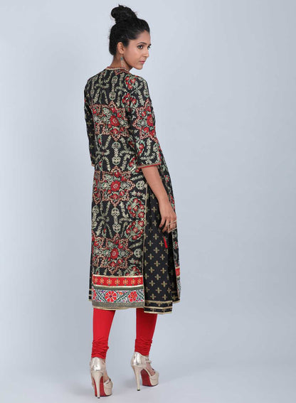 Multicoloured Mandarin Neck Printed kurta