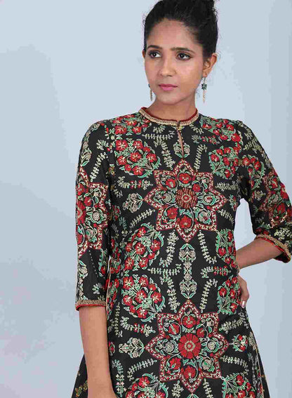 Multicoloured Mandarin Neck Printed kurta