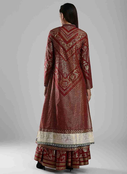 Maroon &amp; Golden Embellished kurta - wforwoman