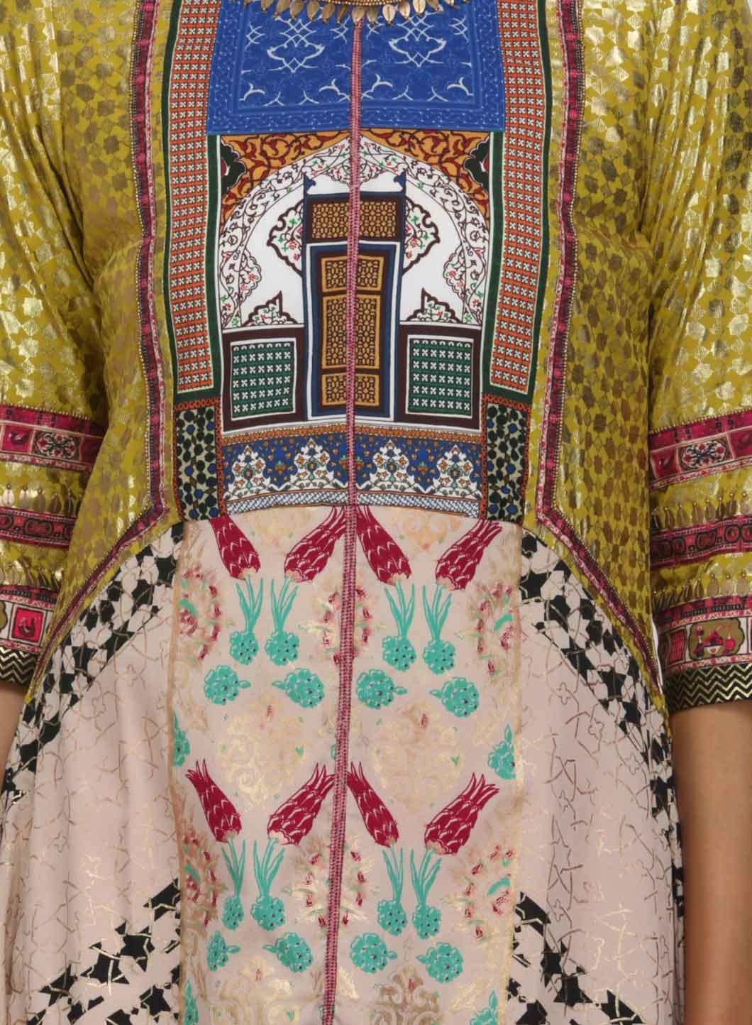 Beige &amp; Yellow Printed kurta - wforwoman