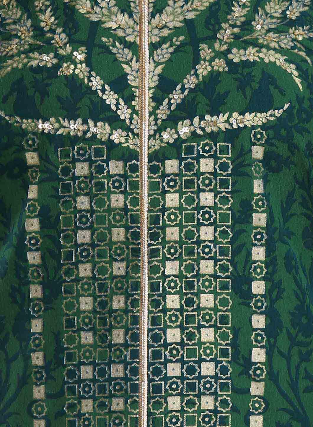Green Printed Mandarin Neck kurta - wforwoman
