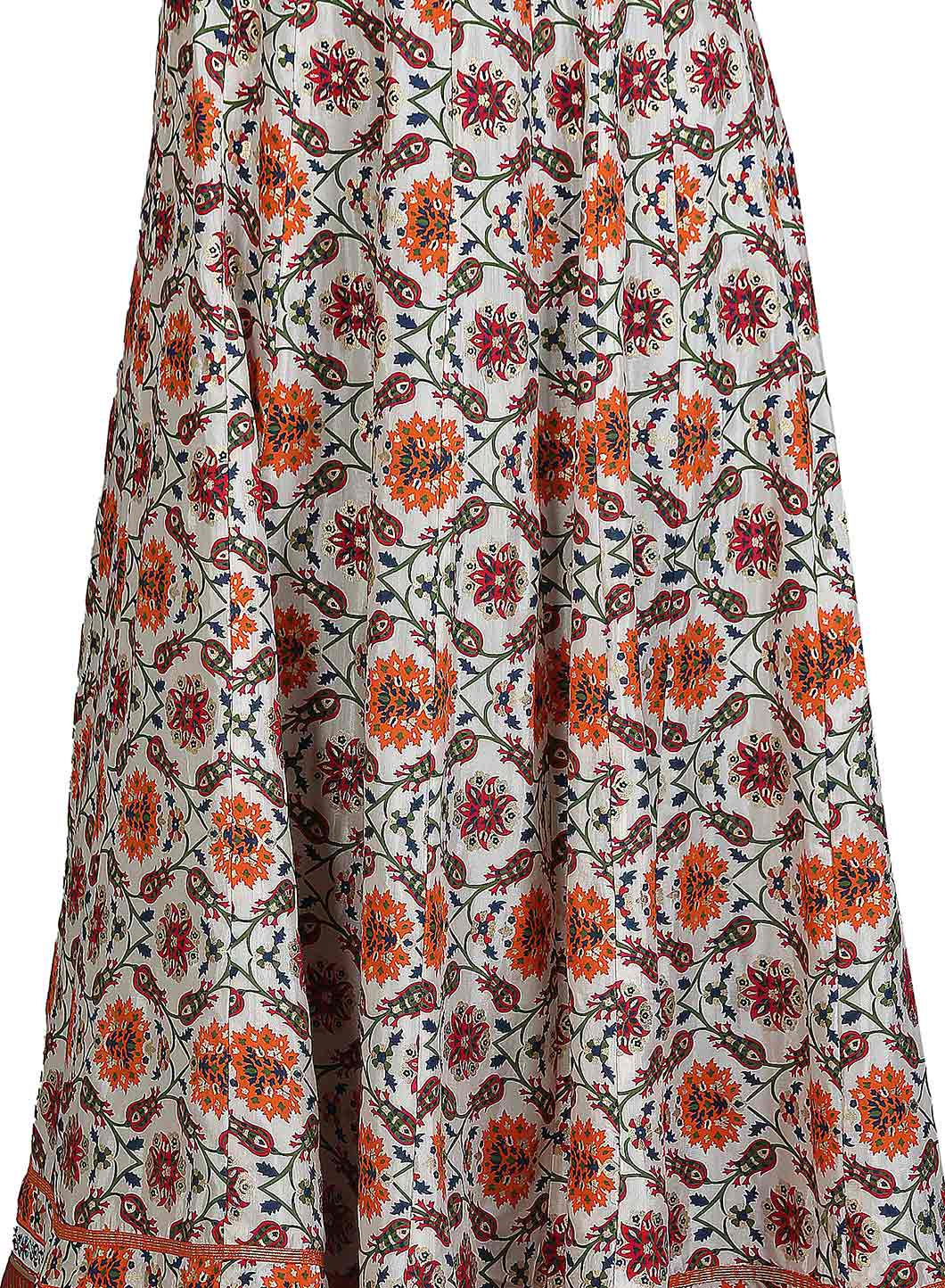 Off-White &amp; Orange Printed Skirt