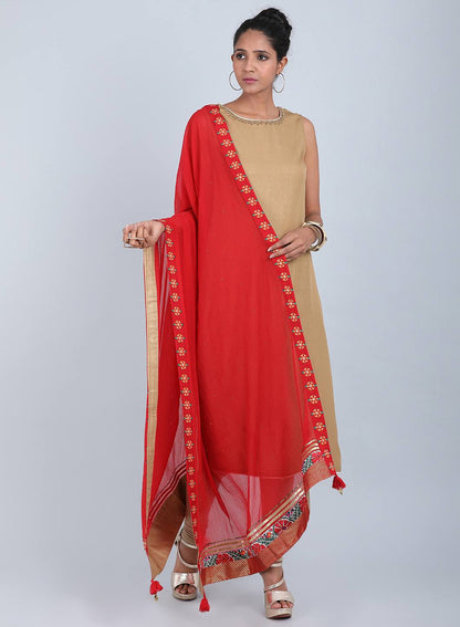 Red Chiffon Dupatta