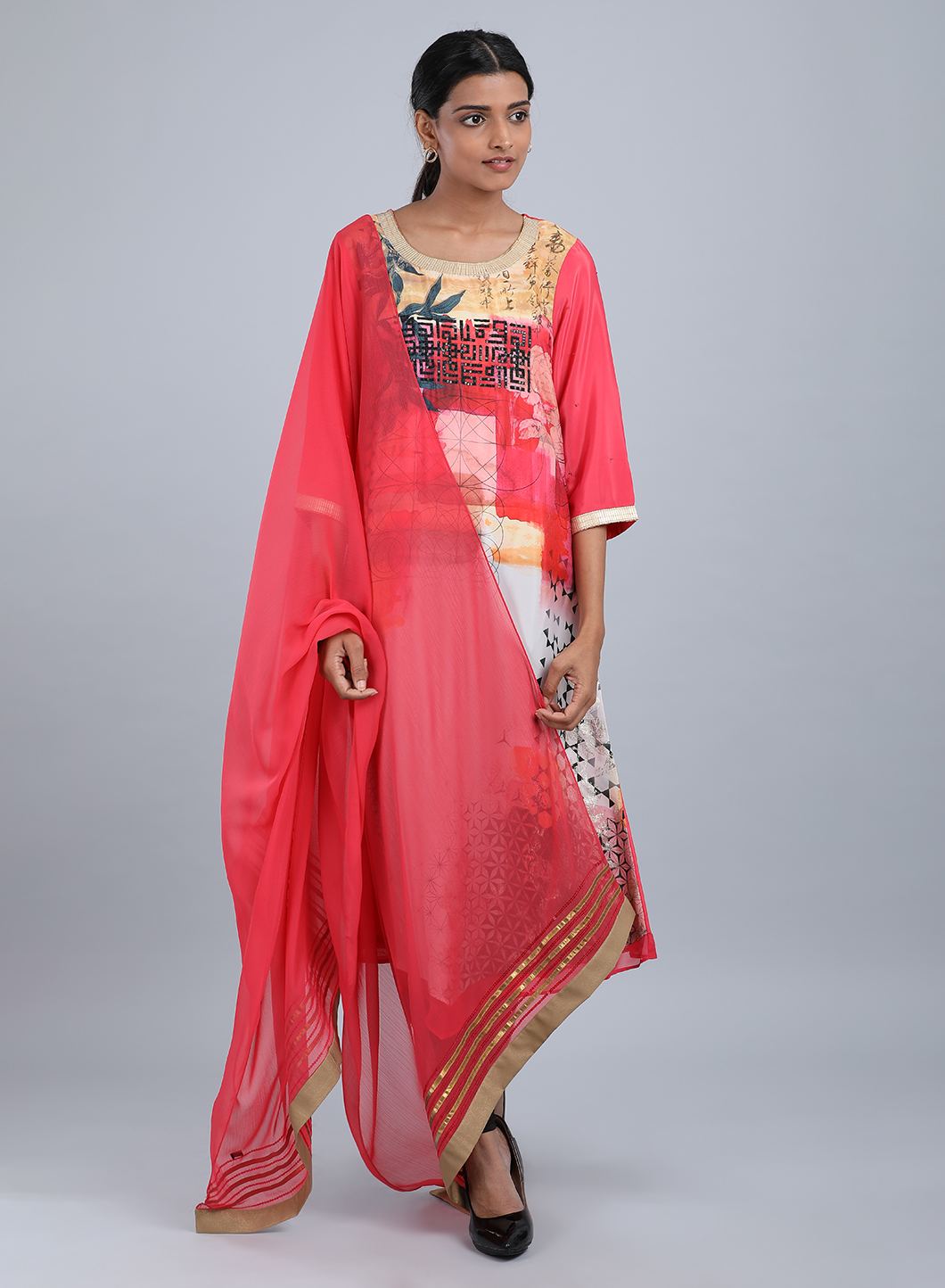 Coral Chiffon Dupatta