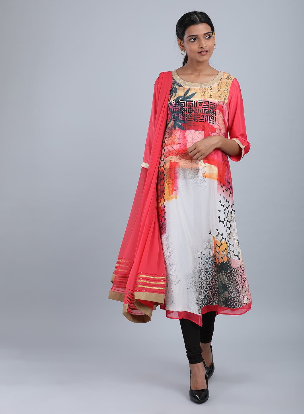 Coral Chiffon Dupatta