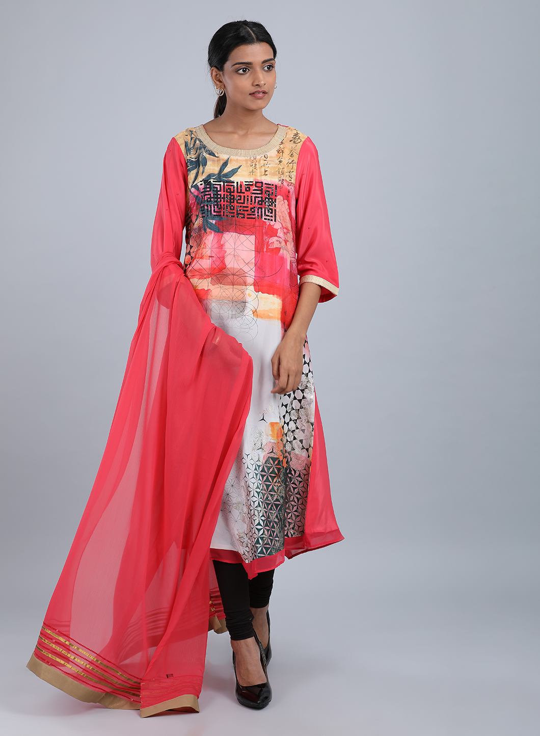 Coral Chiffon Dupatta