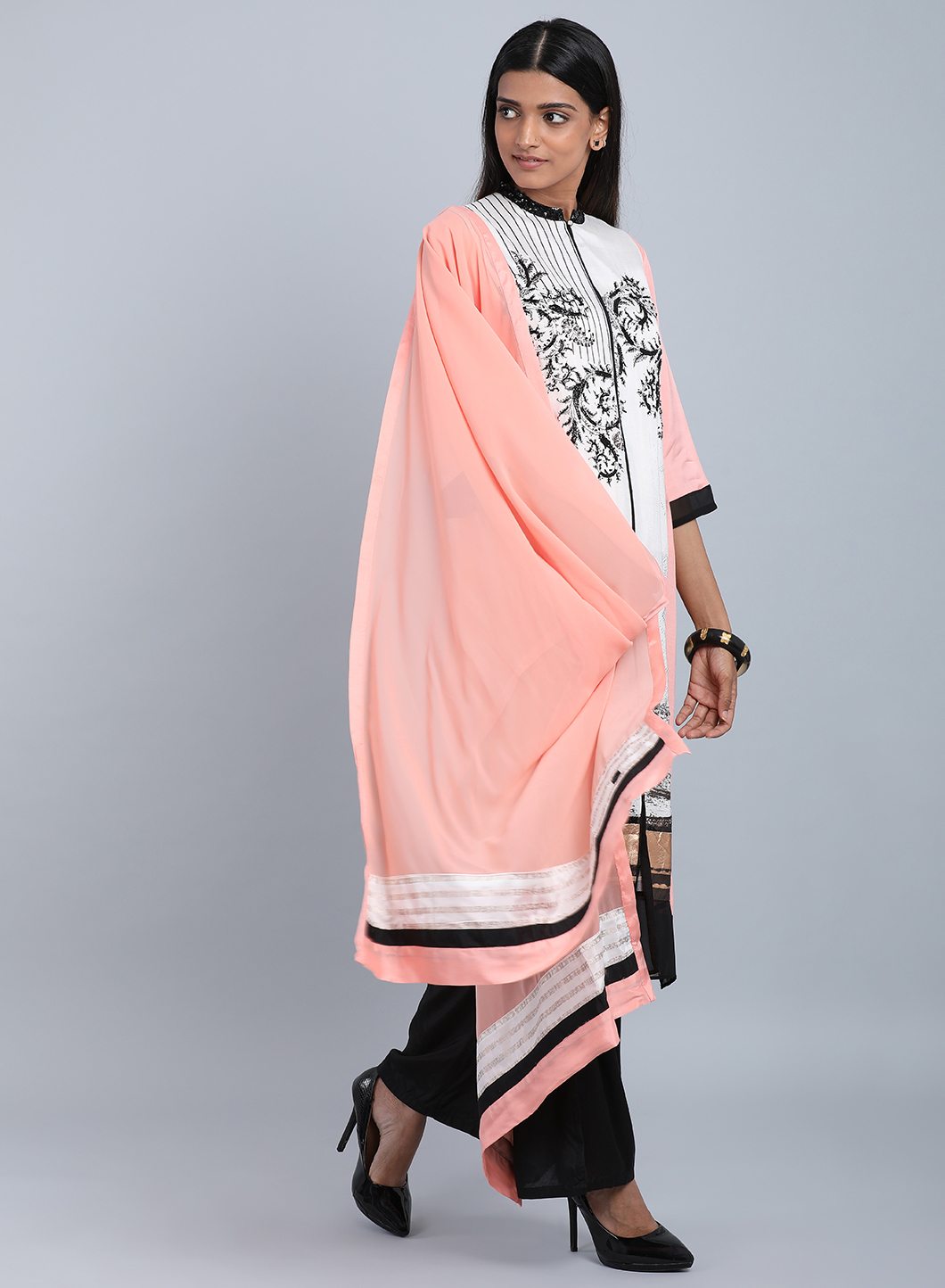 Peach Solid Dupatta